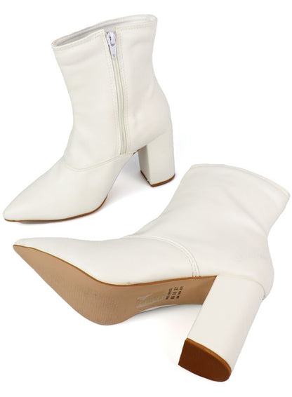 Pointed Toe Bootie with a Block Heel - Tigbuls Variety Fashion