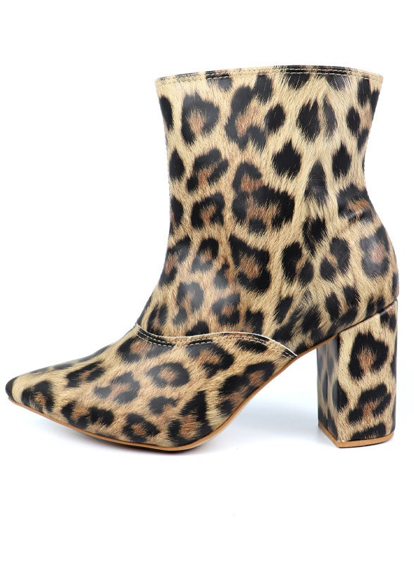 Pointed Toe Bootie with a Block Heel - Tigbuls Variety Fashion