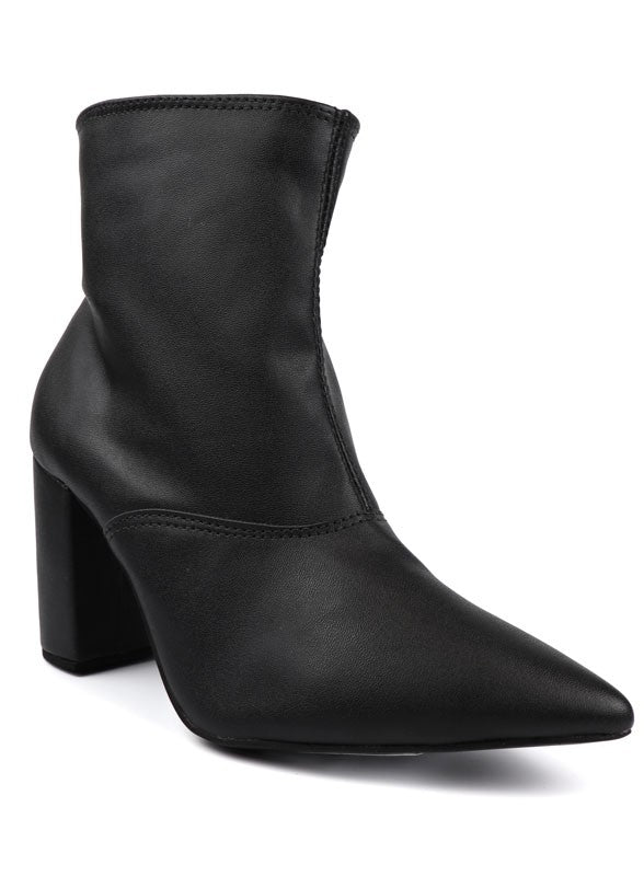 Pointed Toe Bootie with a Block Heel - Tigbuls Variety Fashion