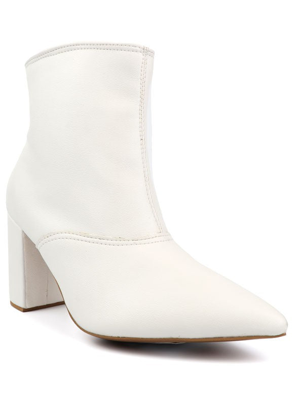 Pointed Toe Bootie with a Block Heel - Tigbuls Variety Fashion