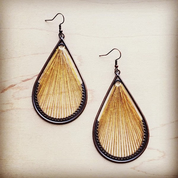 Large Woven Teardrop Earring in Mustard | Tigbuls Variety Fashion