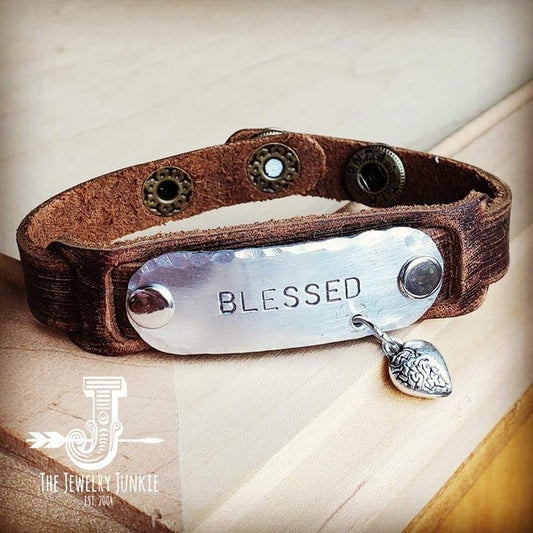Blessed Hand Stamped Leather Bracelet | Tigbuls Variety Fashion