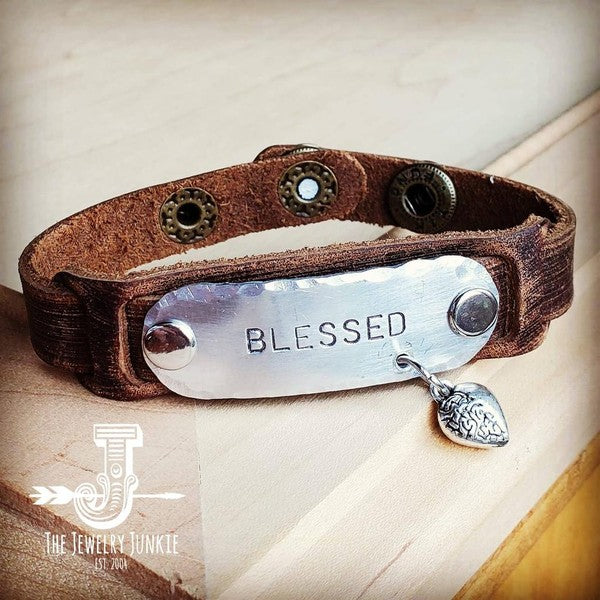 Blessed Hand Stamped Leather Bracelet | Tigbuls Variety Fashion