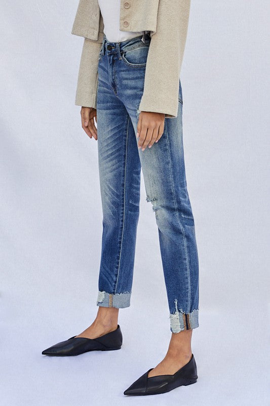 Raw Hem Boyfriend Jeans - Tigbuls Variety Fashion