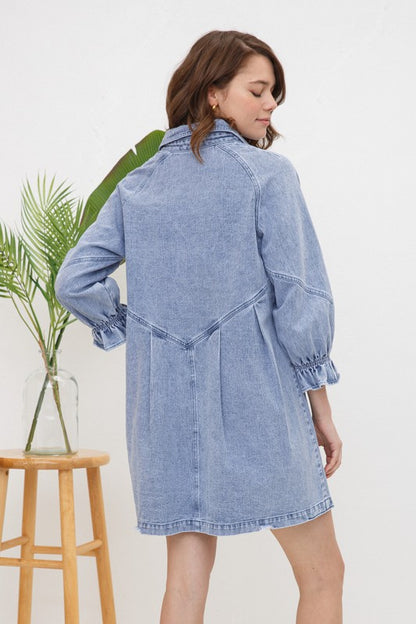 Washed Denim Shirt Dress - Tigbuls Variety Fashion