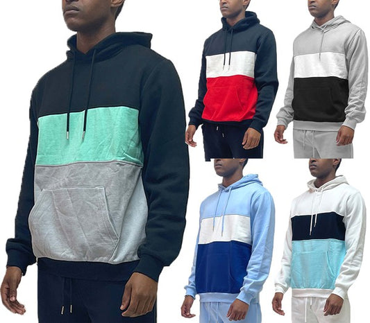 Men's Color Block Pullover Hoodie - Tigbuls Variety Fashion