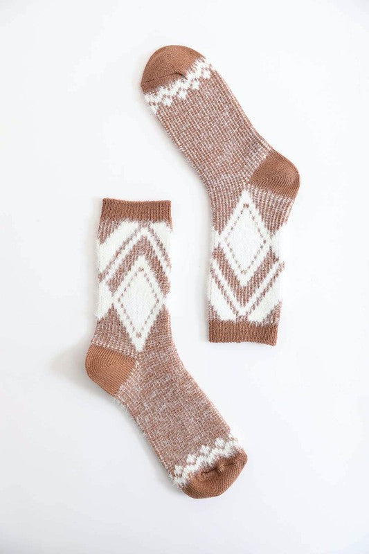 Faux Mohair Diamond Pattern Socks - Tigbuls Variety Fashion