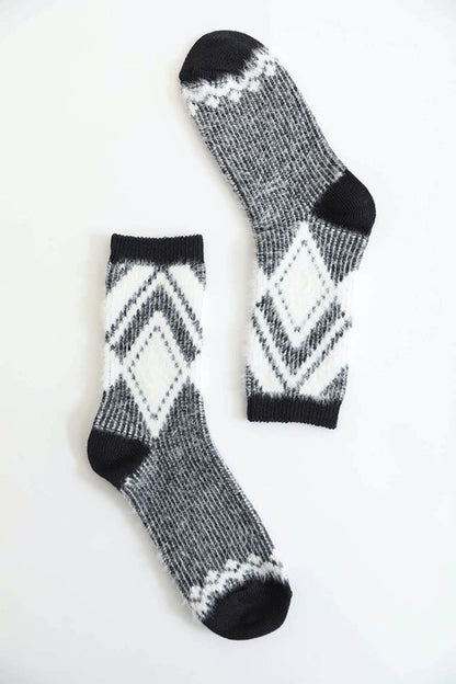 Faux Mohair Diamond Pattern Socks - Tigbuls Variety Fashion