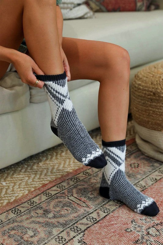 Faux Mohair Diamond Pattern Socks - Tigbuls Variety Fashion