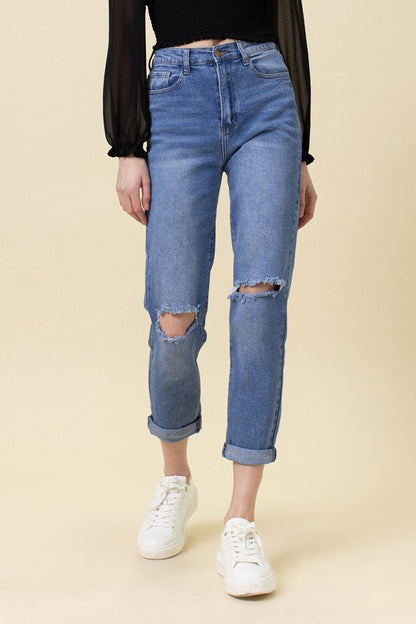 High Waisted Boyfriend Jeans - Tigbuls Variety Fashion