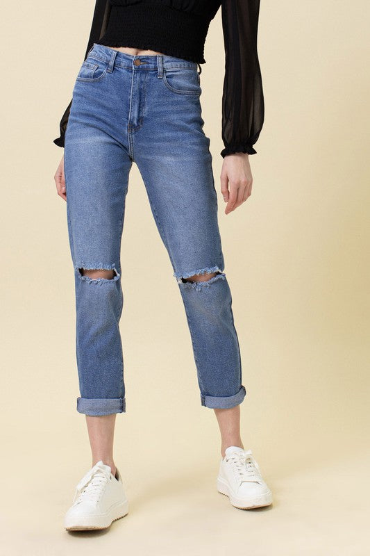 High Waisted Boyfriend Jeans - Tigbuls Variety Fashion