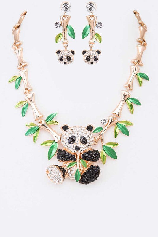 Crystal Panda Iconic Statement Necklace Set - Tigbuls Variety Fashion