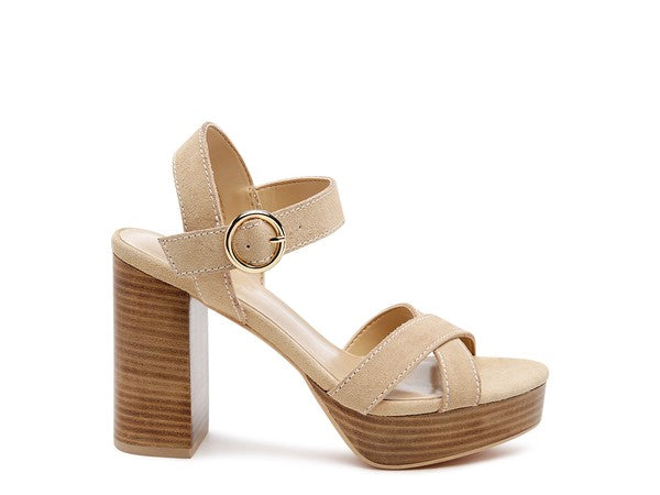 RAG&CO CHOUPETTE SUEDE LEATHER BLOCK HEELED SANDAL - Tigbuls Variety Fashion