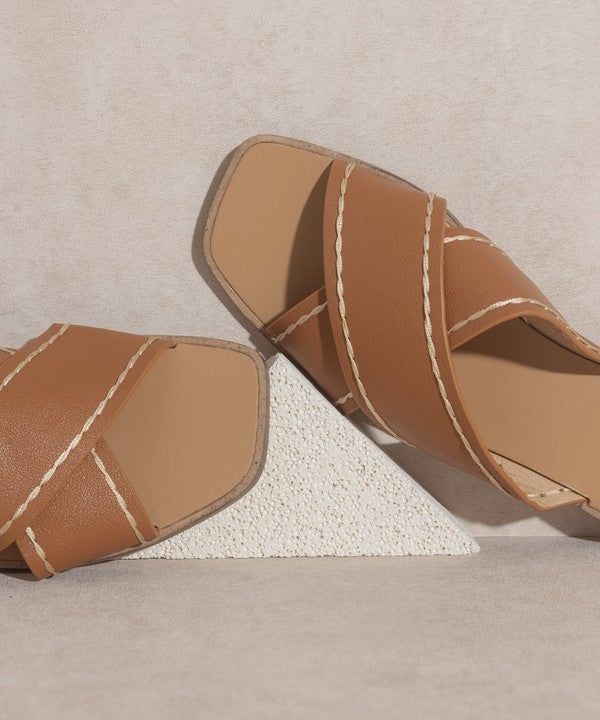 OASIS SOCIETY Stella - Criss Cross Brown Sandal - Tigbuls Variety Fashion