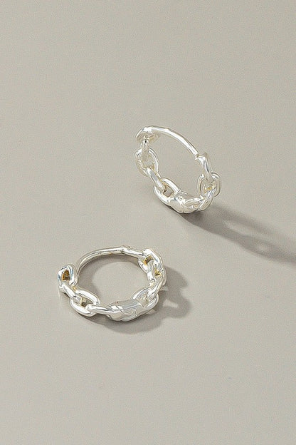 Premium brass chain shape huggie hoop earrings - Tigbul's Variety Fashion Shop