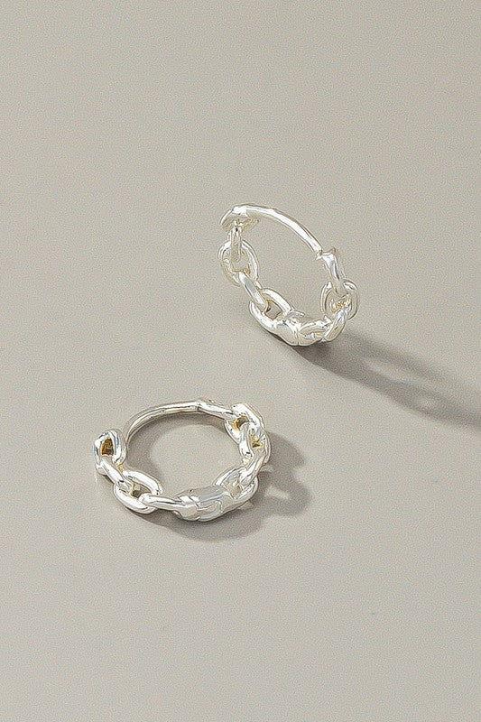 Premium brass chain shape huggie hoop earrings - Tigbul's Variety Fashion Shop