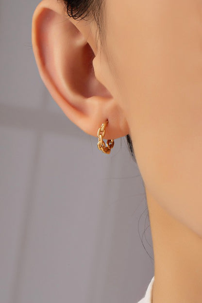 Premium brass chain shape huggie hoop earrings - Tigbul's Variety Fashion Shop
