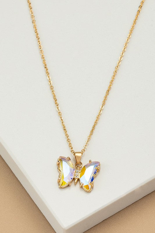 E138- 17522 Aurora Boreali butterfly  necklace - Tigbul's Variety Fashion Shop