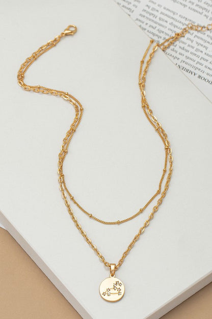 zodiac sign pendant necklace with rhinestones - Tigbul's Variety Fashion Shop