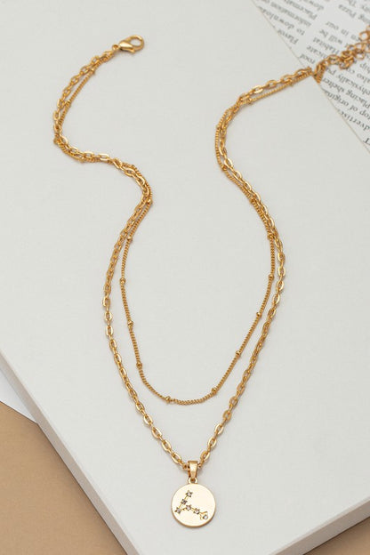 zodiac sign pendant necklace with rhinestones - Tigbul's Variety Fashion Shop