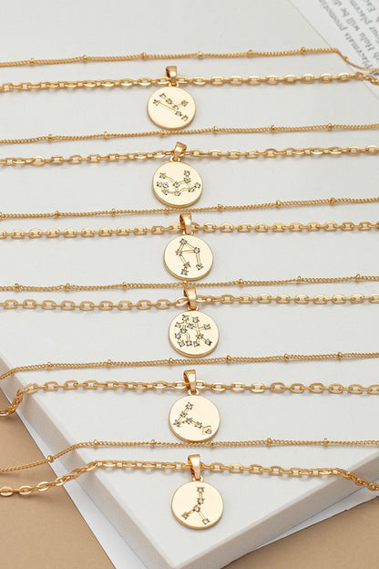 zodiac sign pendant necklace with rhinestones - Tigbul's Variety Fashion Shop