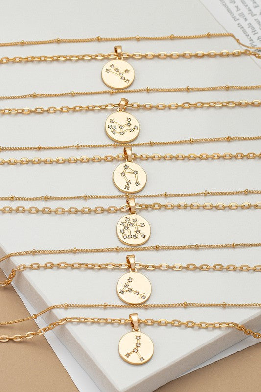 zodiac sign pendant necklace with rhinestones - Tigbul's Variety Fashion Shop
