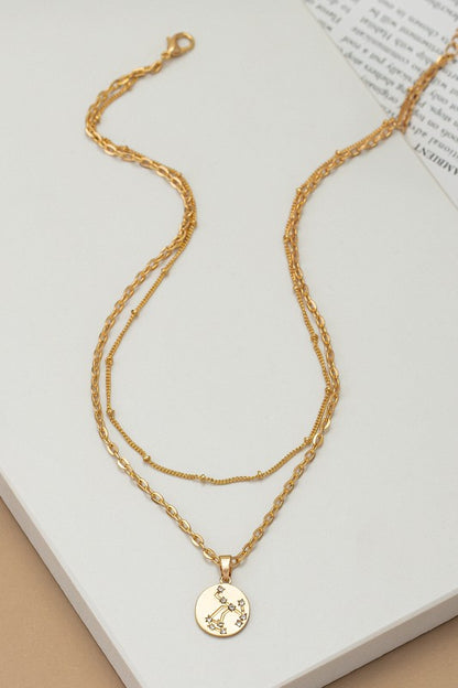 zodiac sign pendant necklace with rhinestones - Tigbul's Variety Fashion Shop