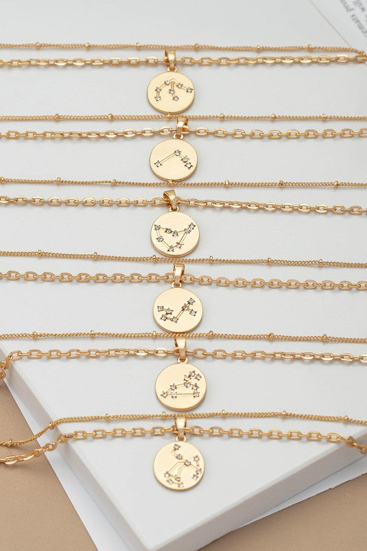 zodiac sign pendant necklace with rhinestones - Tigbul's Variety Fashion Shop