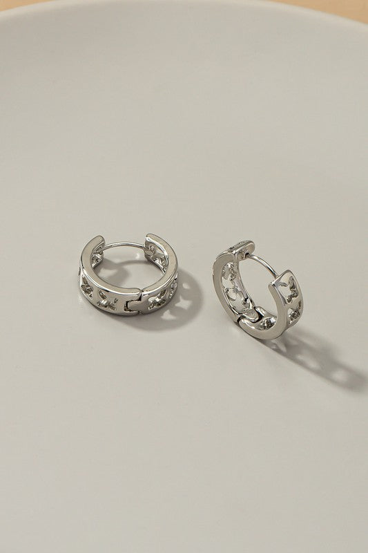 Cutout butterfly brass mini hoop earrings - Tigbul's Variety Fashion Shop