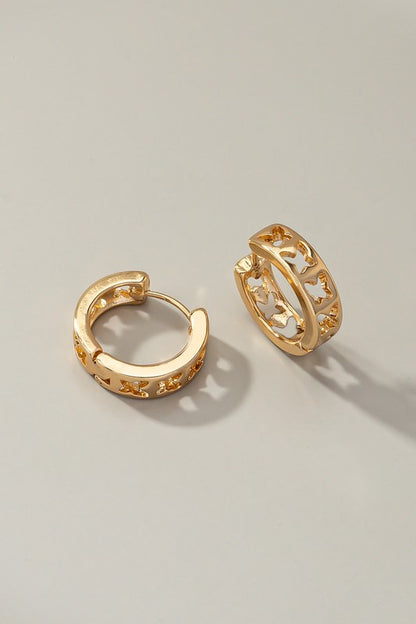 Cutout butterfly brass mini hoop earrings - Tigbul's Variety Fashion Shop