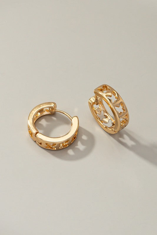 Cutout butterfly brass mini hoop earrings - Tigbul's Variety Fashion Shop