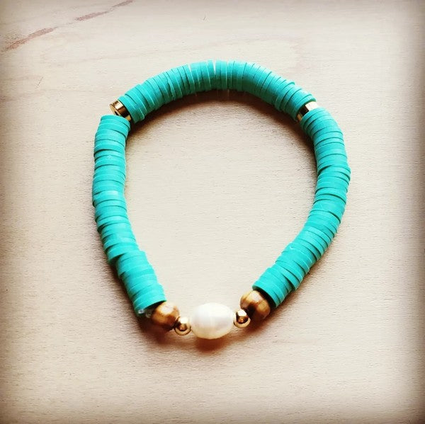 Bracelet Bar-Turquoise and Pearl Stretch Bracelet | Tigbuls 