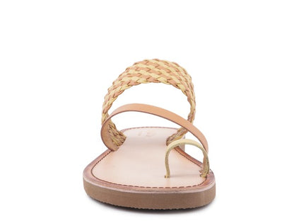 ISIDORA BRAIDED LEATHER FLAT SANDAL - Tigbul's Variety Fashion Shop