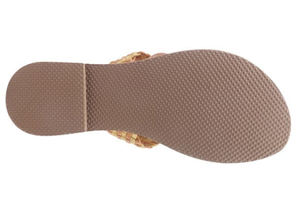 ISIDORA BRAIDED LEATHER FLAT SANDAL - Tigbul's Variety Fashion Shop