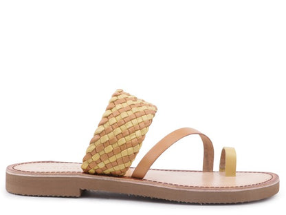 ISIDORA BRAIDED LEATHER FLAT SANDAL - Tigbul's Variety Fashion Shop