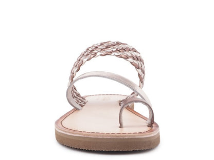 ISIDORA BRAIDED LEATHER FLAT SANDAL - Tigbul's Variety Fashion Shop