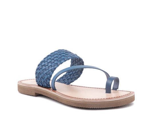 ISIDORA BRAIDED LEATHER FLAT SANDAL - Tigbul's Variety Fashion Shop