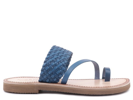 ISIDORA BRAIDED LEATHER FLAT SANDAL - Tigbul's Variety Fashion Shop
