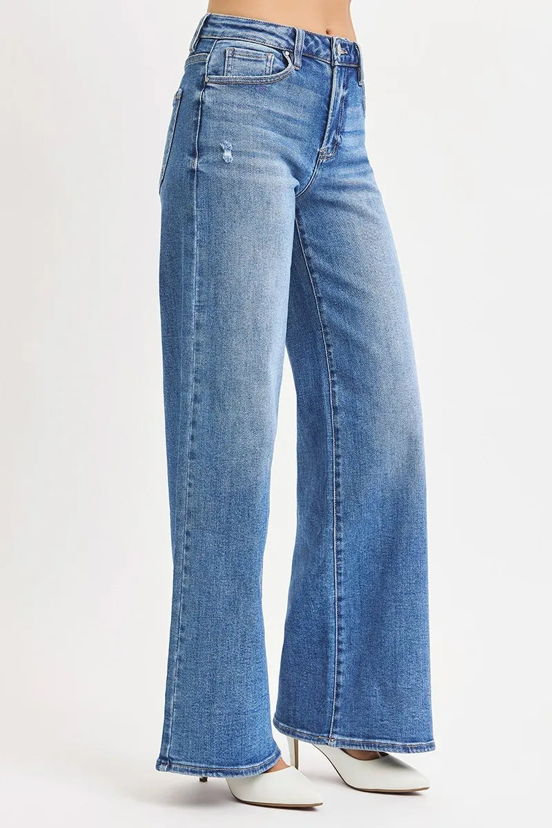 RISEN Full Size High Rise Wide Leg Jeans Plus Size - Tigbul's Variety Fashion Shop