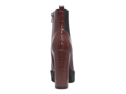 LONDON RAG BEATRIZ CROC PRINT BLOCK HEEL BOOTS - Tigbul's Variety Fashion Shop