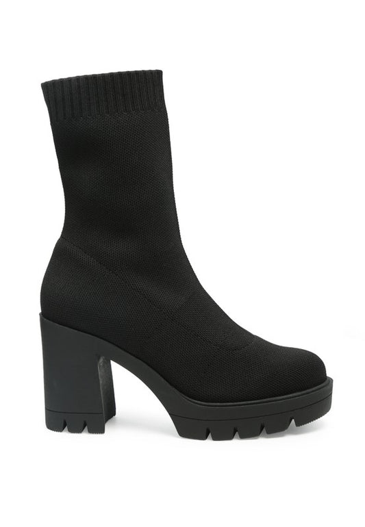 Zinnia Knitted Block Heeled Boots - Tigbul's Variety Fashion Shop