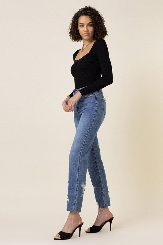 High Waisted Straight Leg Jean - Tigbuls Variety Fashion