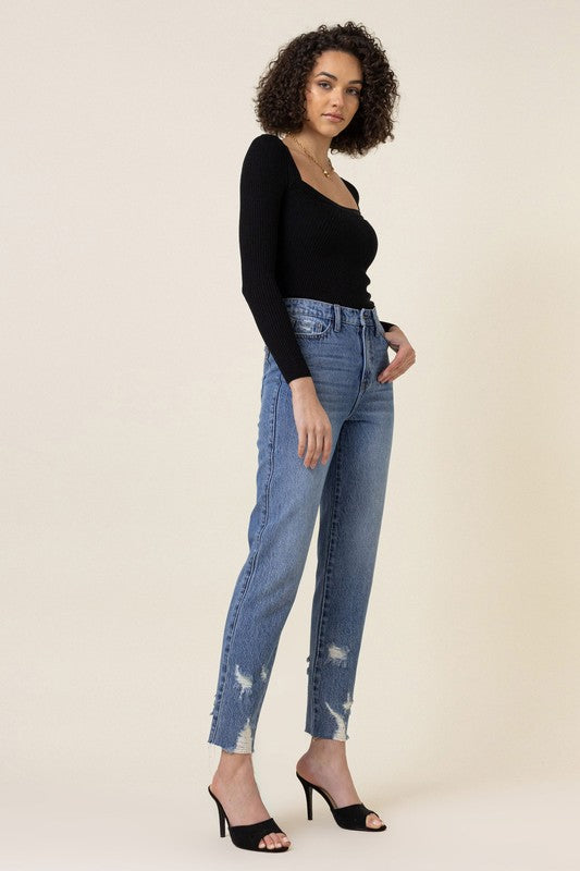 High Waisted Straight Leg Jean - Tigbuls Variety Fashion