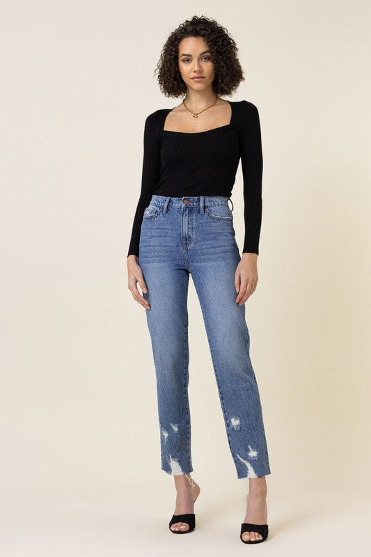 High Waisted Straight Leg Jean - Tigbuls Variety Fashion