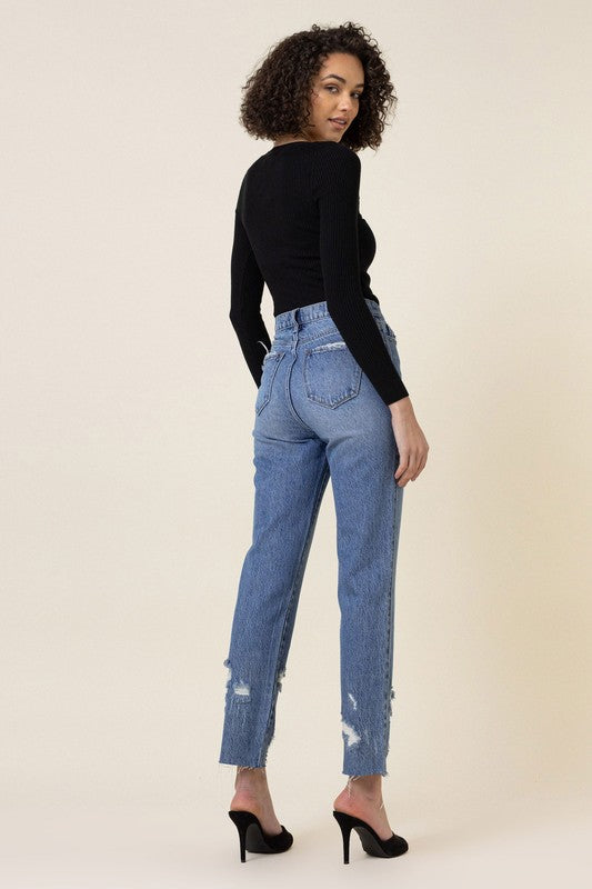 High Waisted Straight Leg Jean - Tigbuls Variety Fashion