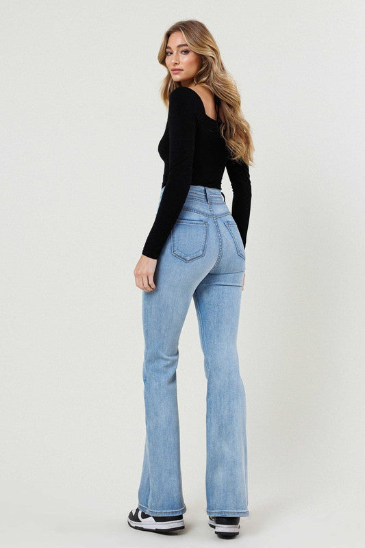 High-Waisted Flared Long Jeans - Tigbuls Variety Fashion