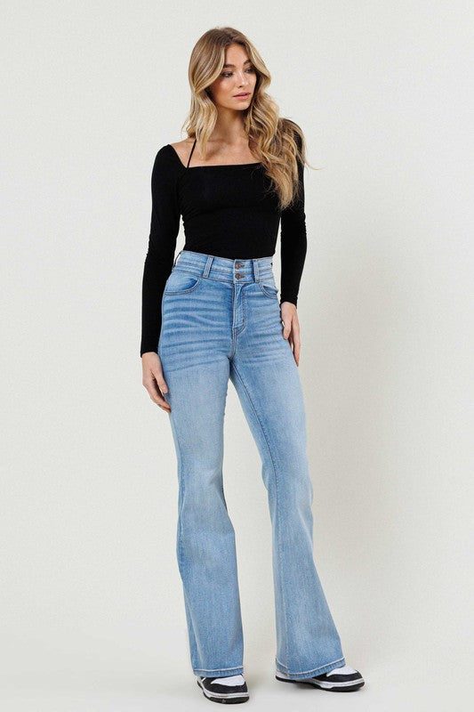 High-Waisted Flared Long Jeans - Tigbuls Variety Fashion