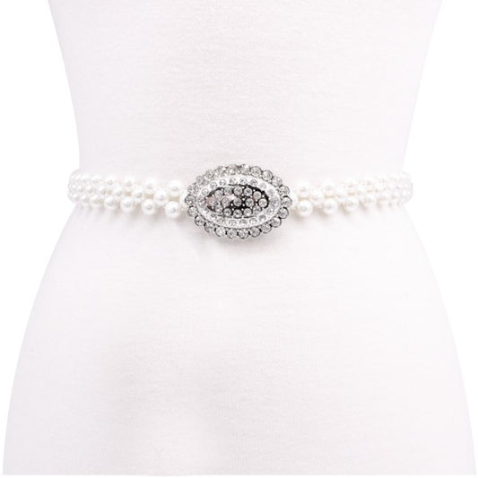 OVAL BUCKLET PEARL BELT - Tigbul's Variety Fashion Shop