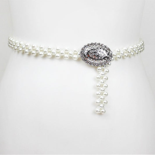 OVAL BUCKLET PEARL BELT - Tigbul's Variety Fashion Shop