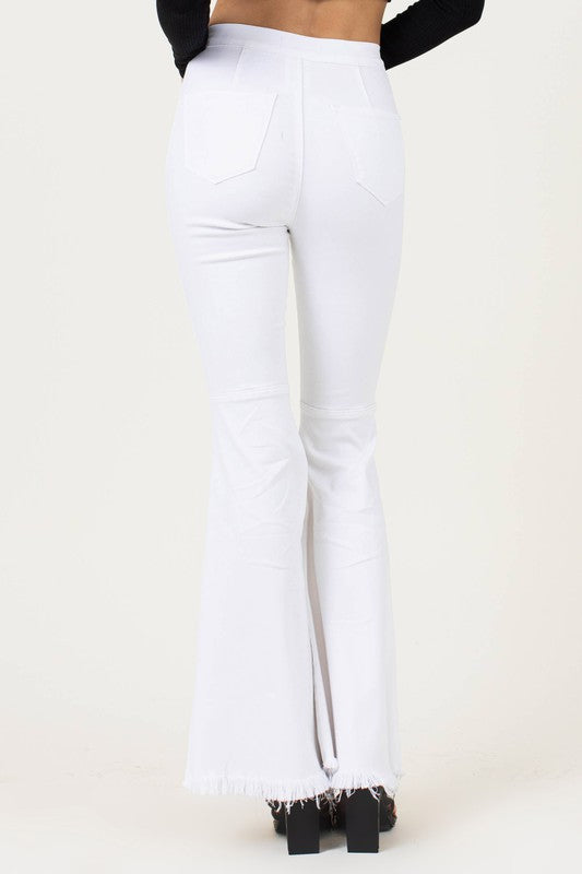 White High Waisted Flare Jeans Tall  - Tigbuls Variety Fashion